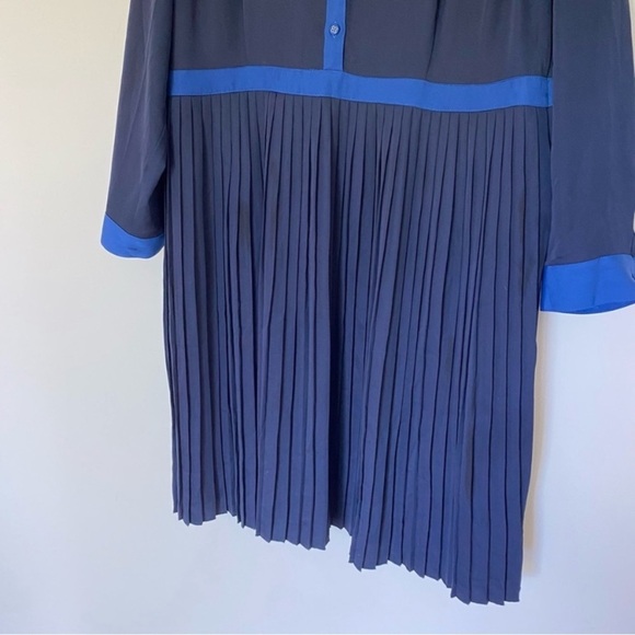 ModCloth Just My Typist Dress Women’s Sz 20 Pleated, Button Front Navy Blue - Picture 6 of 13